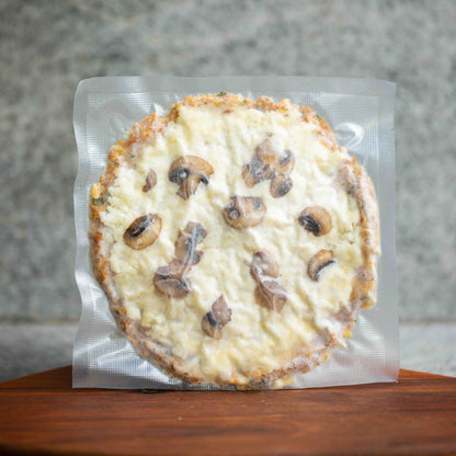 Grain-free carnivore pizza with fungi — keto-friendly food, no flour, no seed oils, made in Bangalore by The Larder