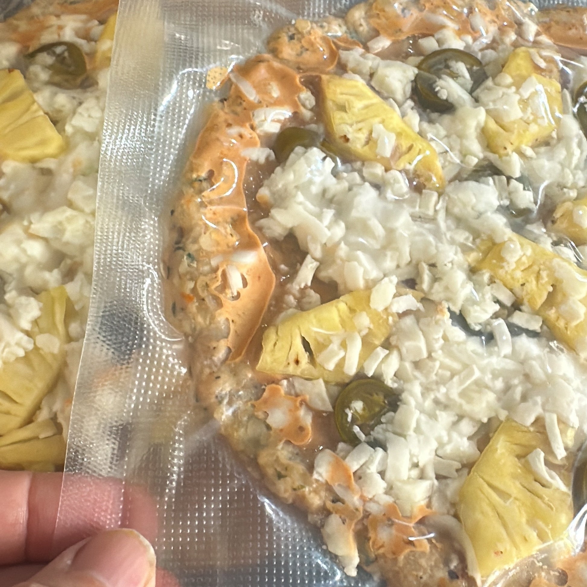 Hawaiian Carnivore Keto Friendly pizza with BBQ sauce
