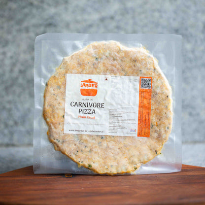 Grain-free carnivore pizza plain crust — keto-friendly, no flour, no seed oils, made in Bangalore by The Larder