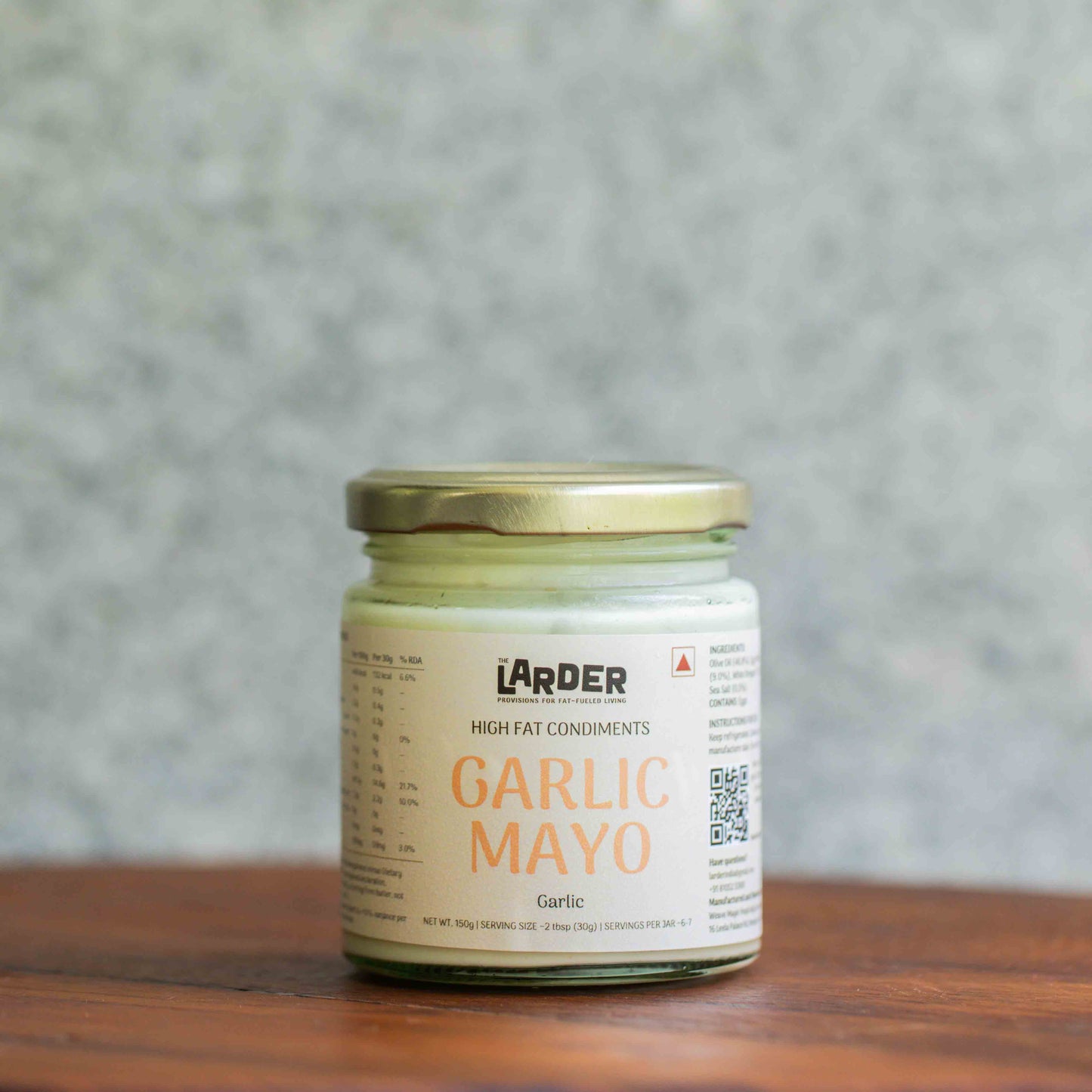 The Larder garlic mayo — real mayonnaise with no seed oils, no sugar, keto-friendly, made in Bangalore
