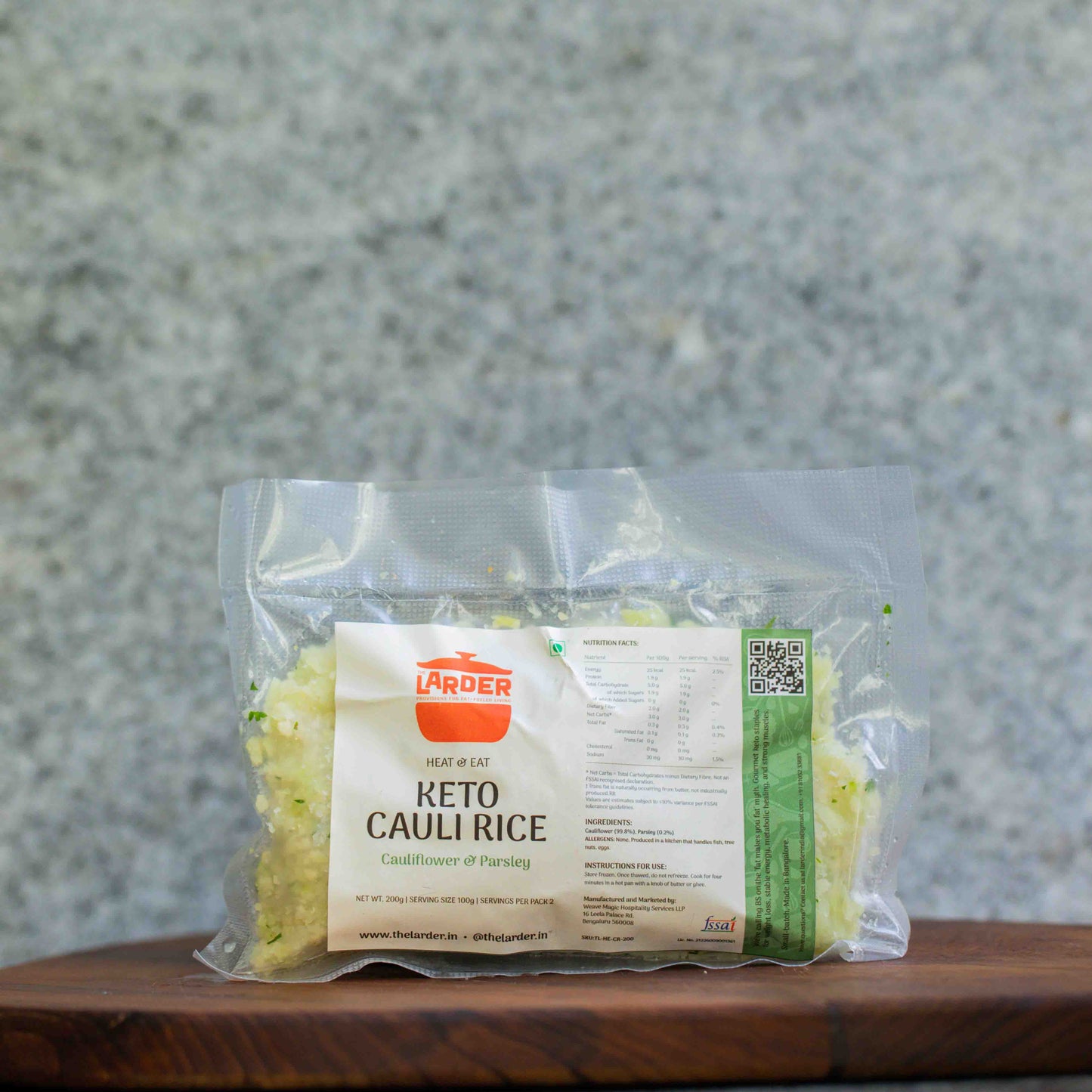 Keto cauliflower rice — low-carb rice alternative, no fillers, no seed oils, keto-friendly made in Bangalore by The Larder