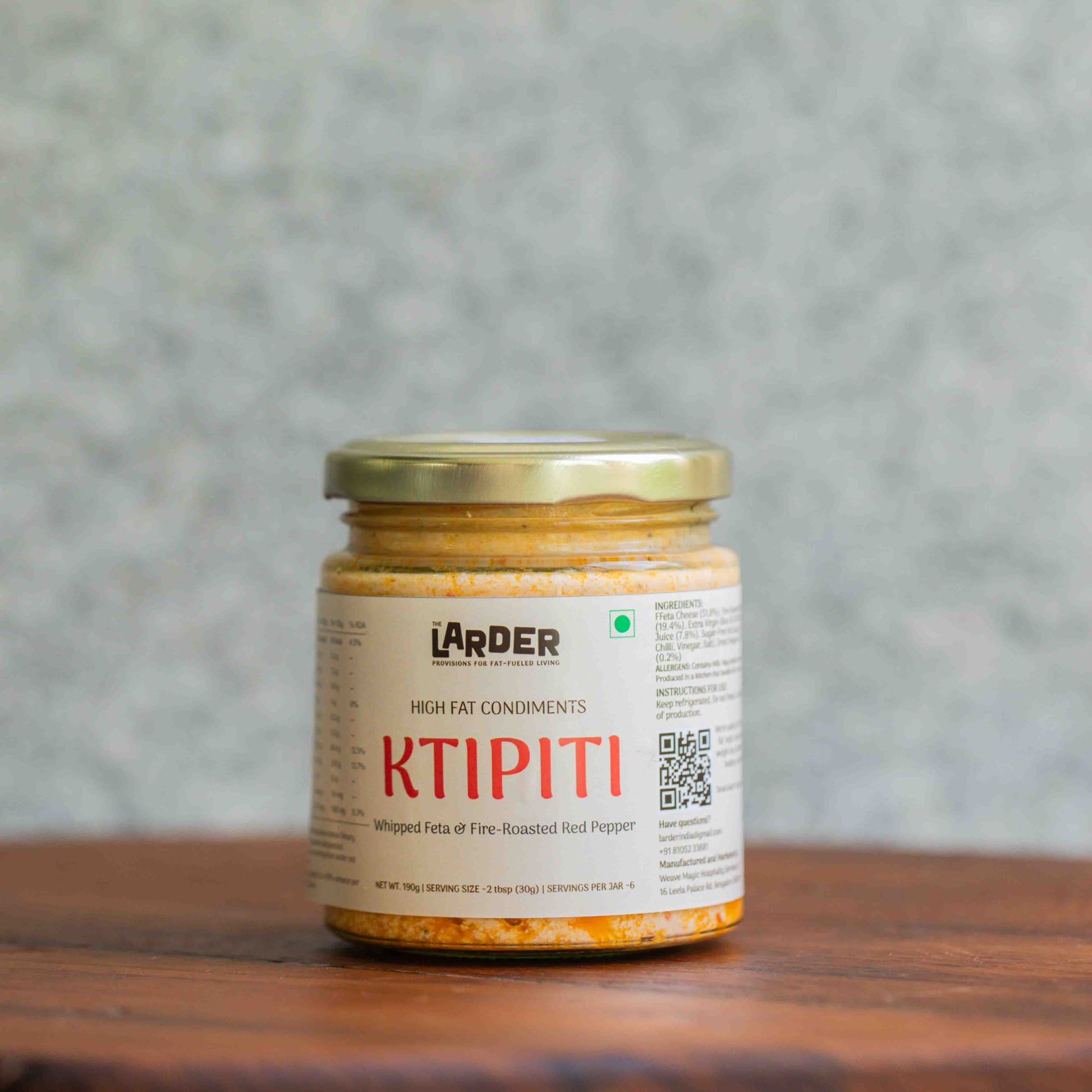 Ktipiti Greek roasted pepper and feta dip — keto-friendly, no seed oils, made in small batches in Bangalore by The Larder