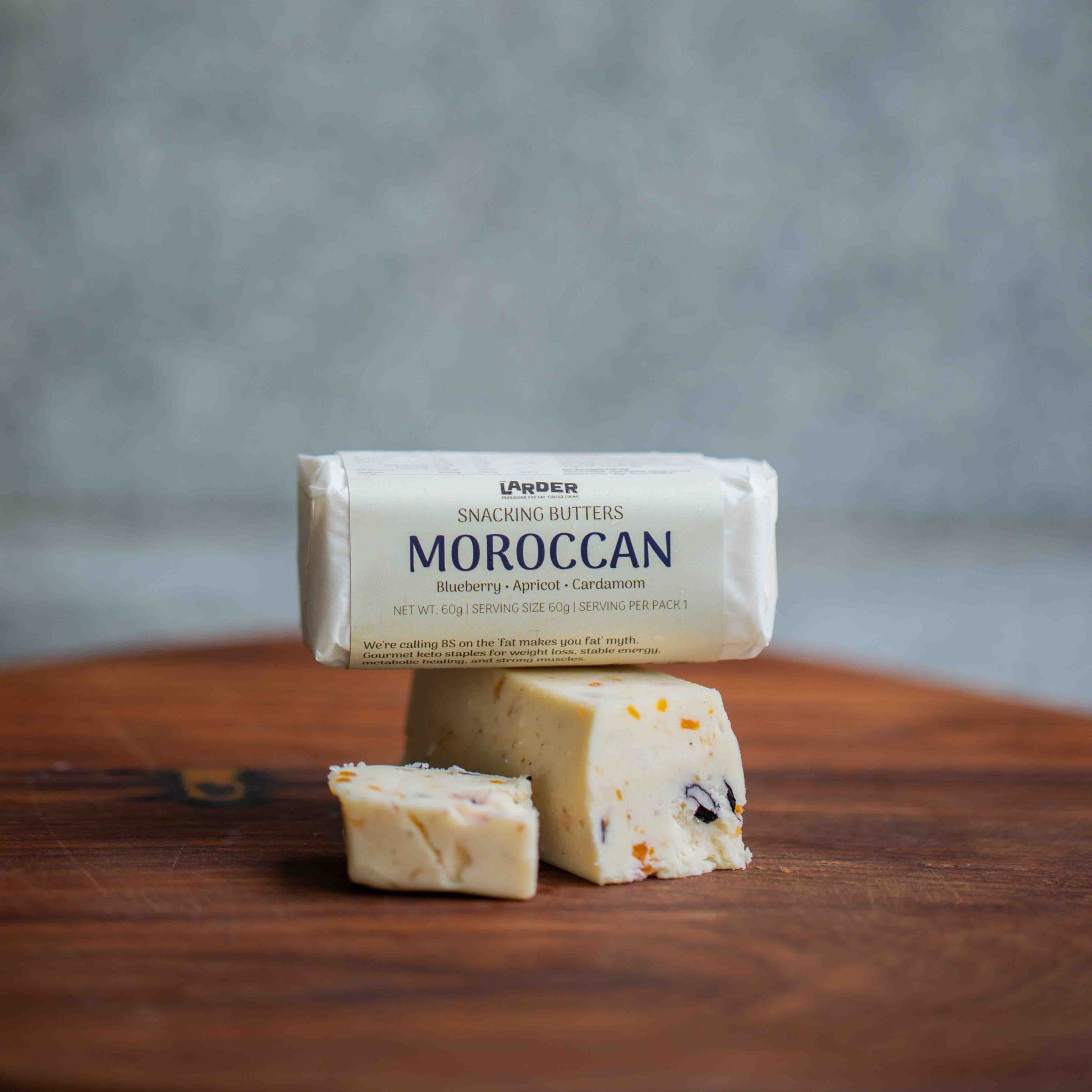 Moroccan snacking butter with blueberry, apricot and cardamom — keto compound butter, no seed oils, made in Bangalore by The Larder
