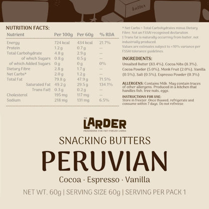 Peruvian Snacking Butter - Cocoa, Espresso & Vanilla